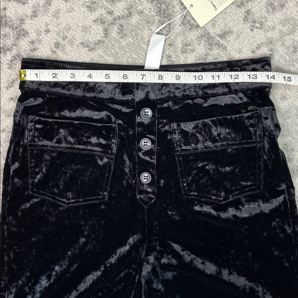 HALARA VELVET BLACK HIGH WAISTED WIDE LEG FRONT POCKET PULL ON PANTS SZ MED NWT - Picture 10 of 12
